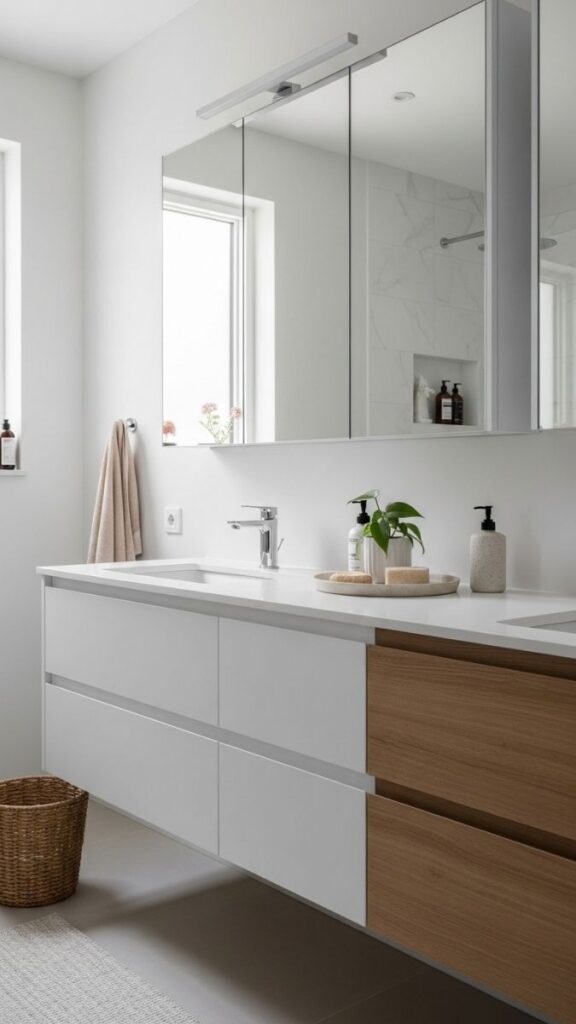 A Clutter Free Bathroom Vanity with Hidden Storage
