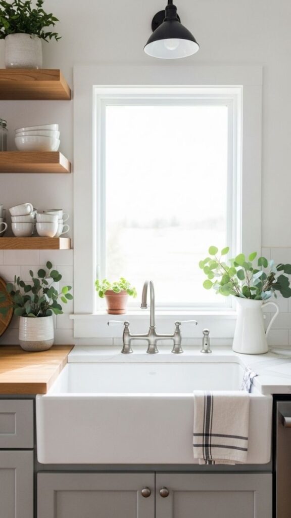A Deep Farmhouse Sink as a Kitchen Focal Point