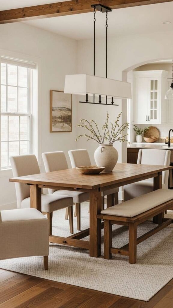 A Farmhouse Dining Table as the Room's Anchor