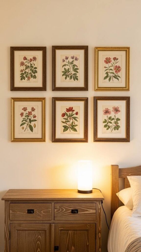 A Gallery Wall of Vintage Botanical or Antique Map Prints