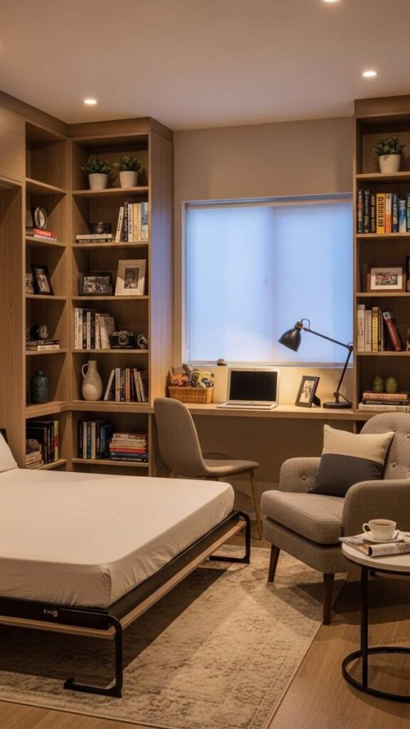 A Murphy Bed With Integrated Shelving for True Dual-Use Rooms