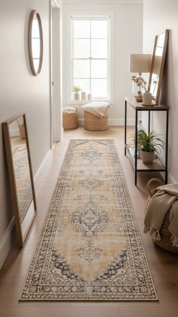 A Printed Runner or Vintage Style Rug for Hallways and Long Narrow Spaces