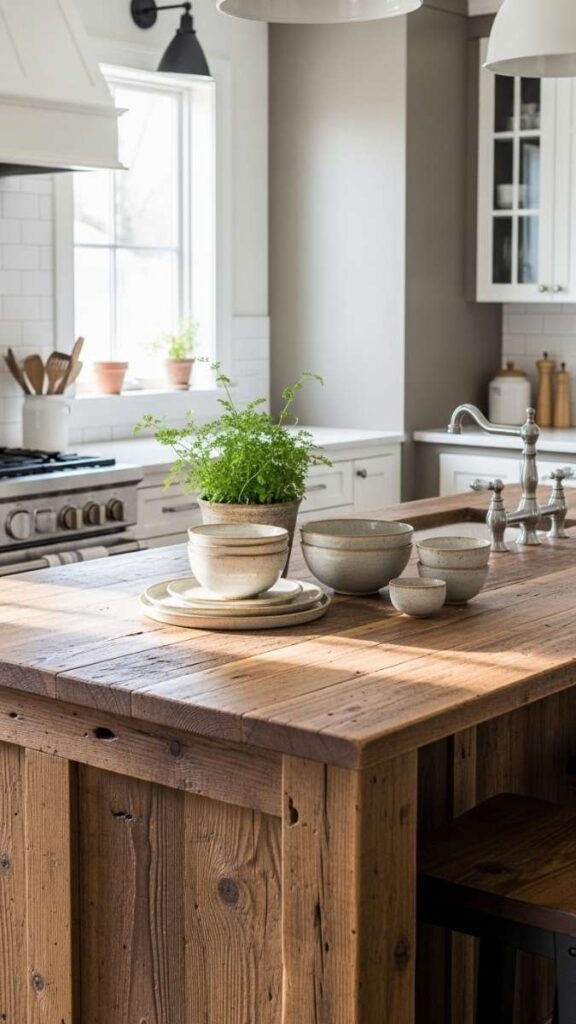 A Reclaimed Wood Kitchen Island