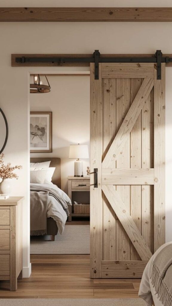 A Sliding Barn Door in a Bedroom or Hallway