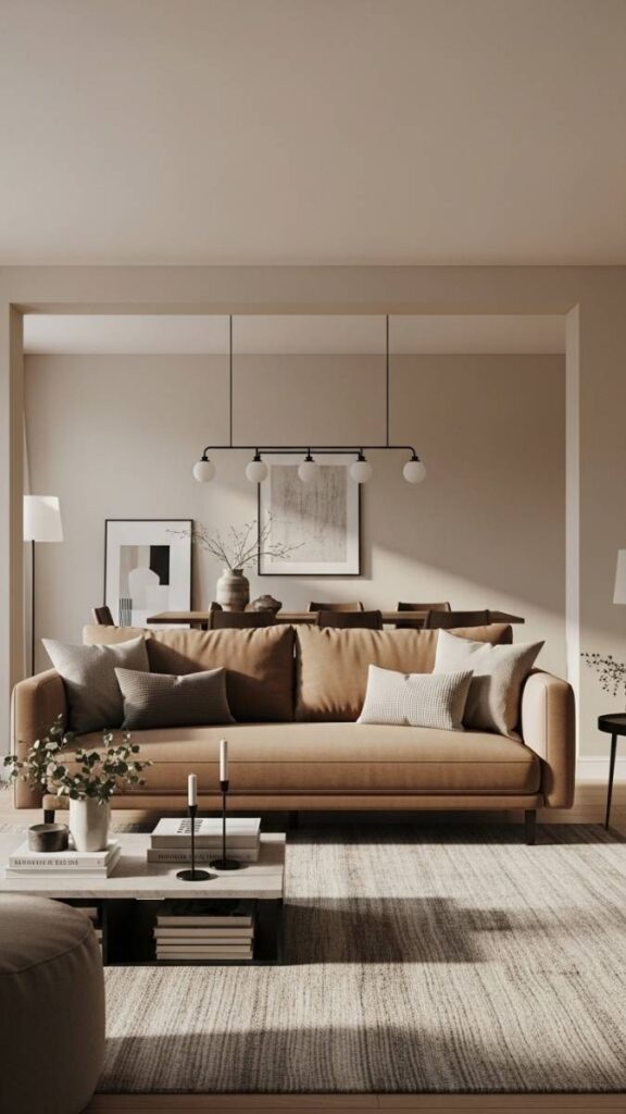 A Sofa Placed Away From the Wall to Create Flow