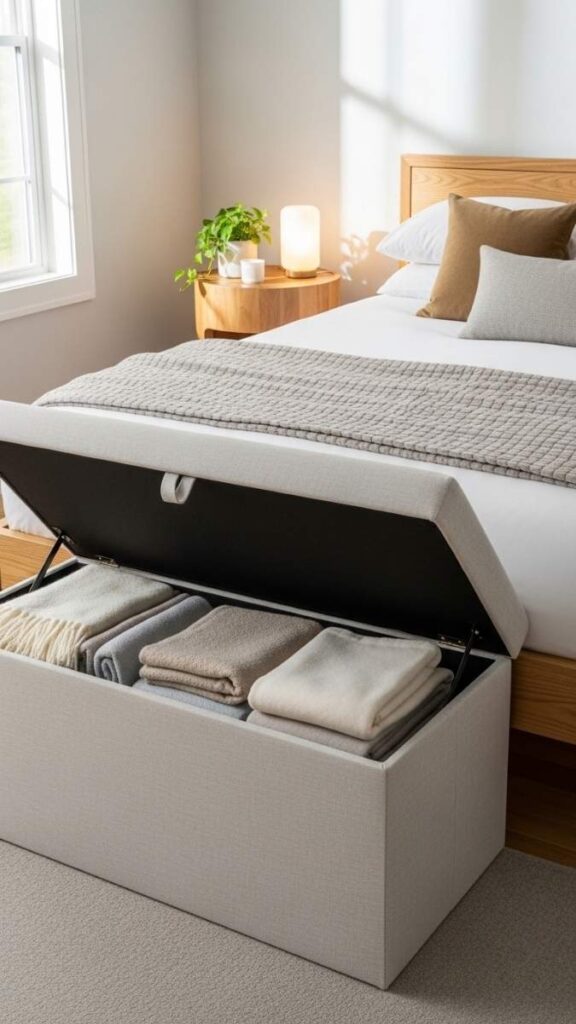 A Storage Ottoman at the Foot of the Bed