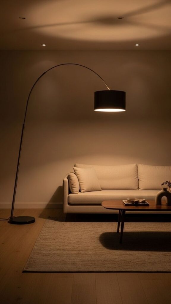 A Tall Arched Floor Lamp to Fix Dim, Overhead-Only Rooms