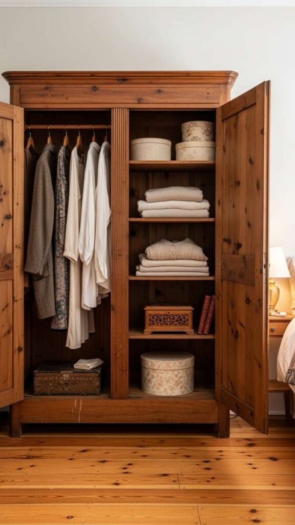 A Vintage Armoire Instead of a Built-In Wardrobe