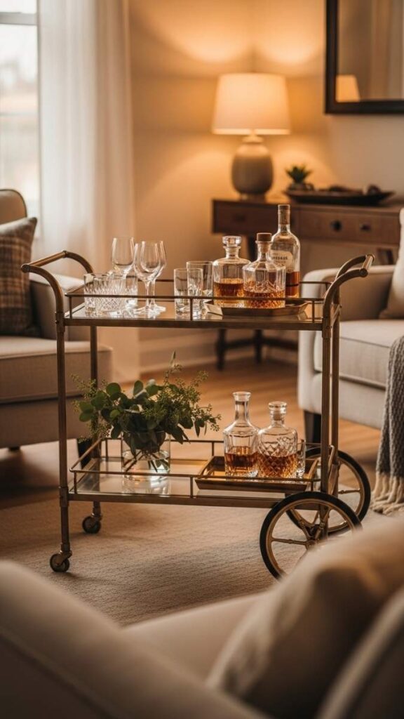 A Vintage Bar Cart in the Living Room