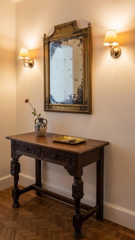 A Vintage Console Table in the Entryway