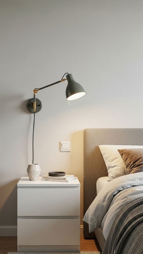 Add a Bedside Sconce on a Wall Bracket to Free Up the Entire Nightstand