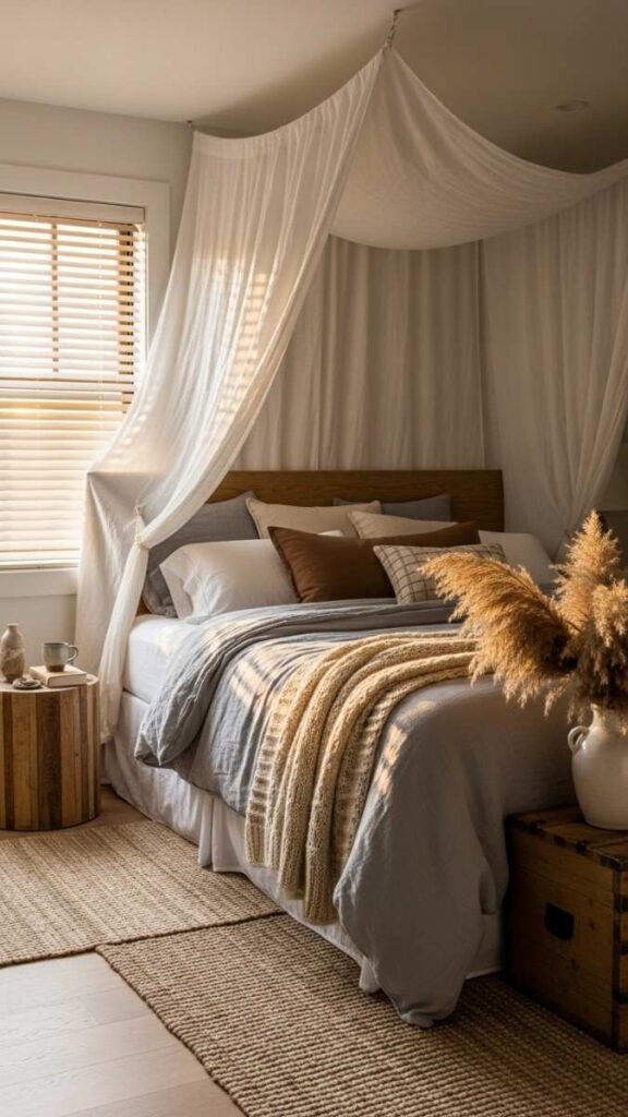 Add a Canopy or Curtain Over the Bed to Define the Sleep Zone