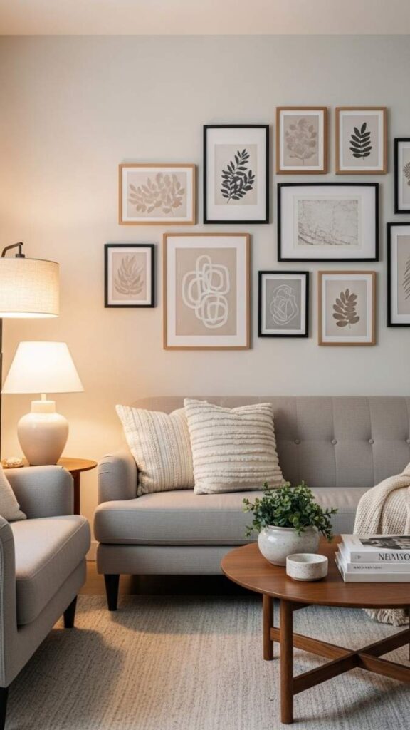 Add a Gallery Wall to Define an Empty Sofa Wall