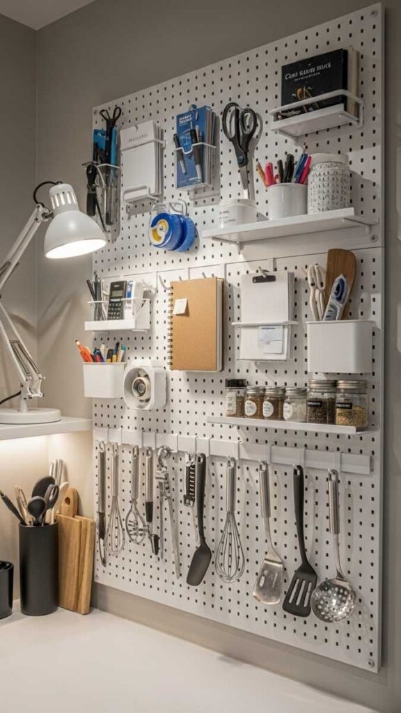 Add a Pegboard Wall Panel to Your Home Office or Kitchen