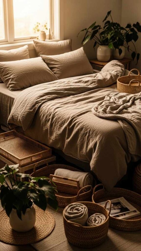 Aesthetic Display Storage Using Low Trays and Baskets