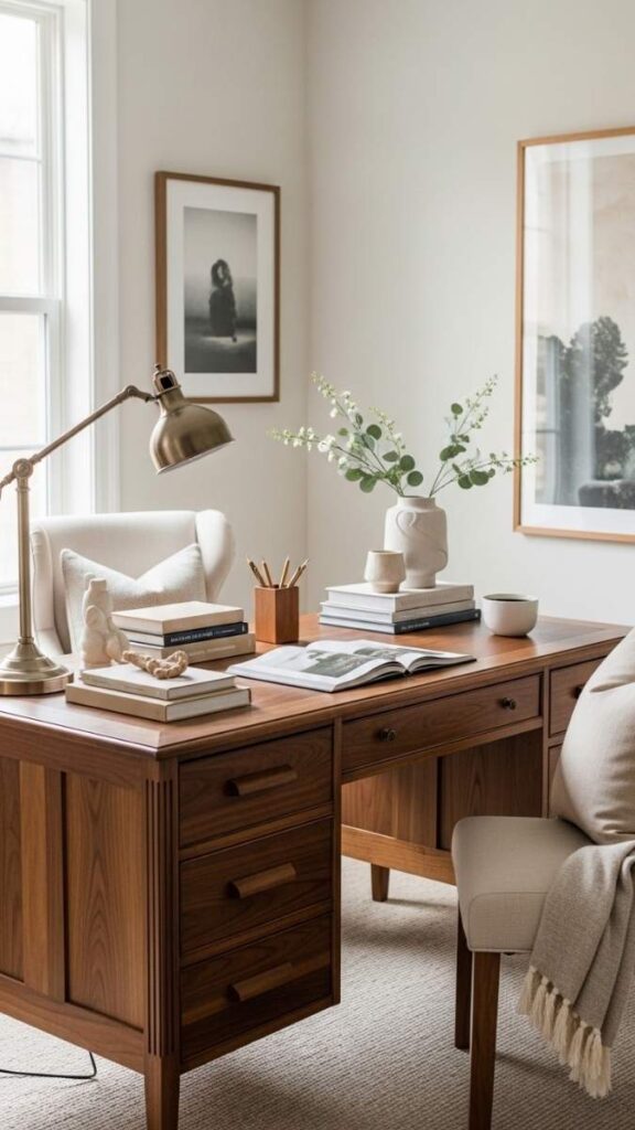 An Antique or Vintage Desk in a Home Office Setup