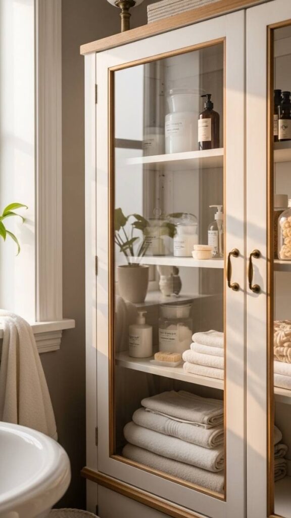 An Apothecary or Vintage Display Cabinet for Bathroom Storage