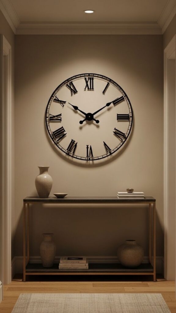 An Oversized Clock With Roman Numerals for Transitional Spaces