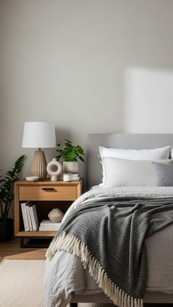 Bedroom With Matching Bedside Tables and Asymmetric Styling