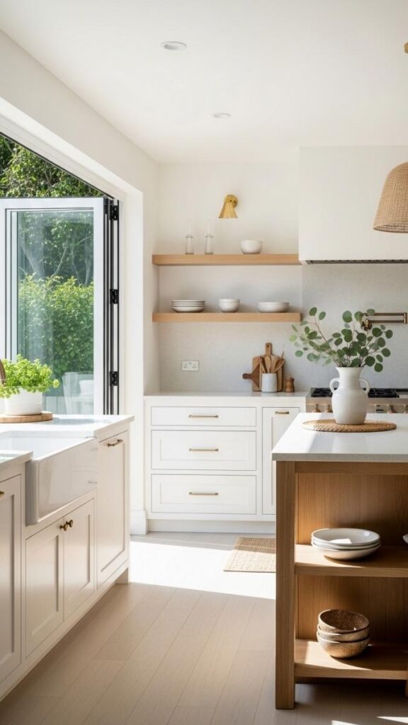 Bi Fold Glass Doors Opening the Kitchen to the Outdoors