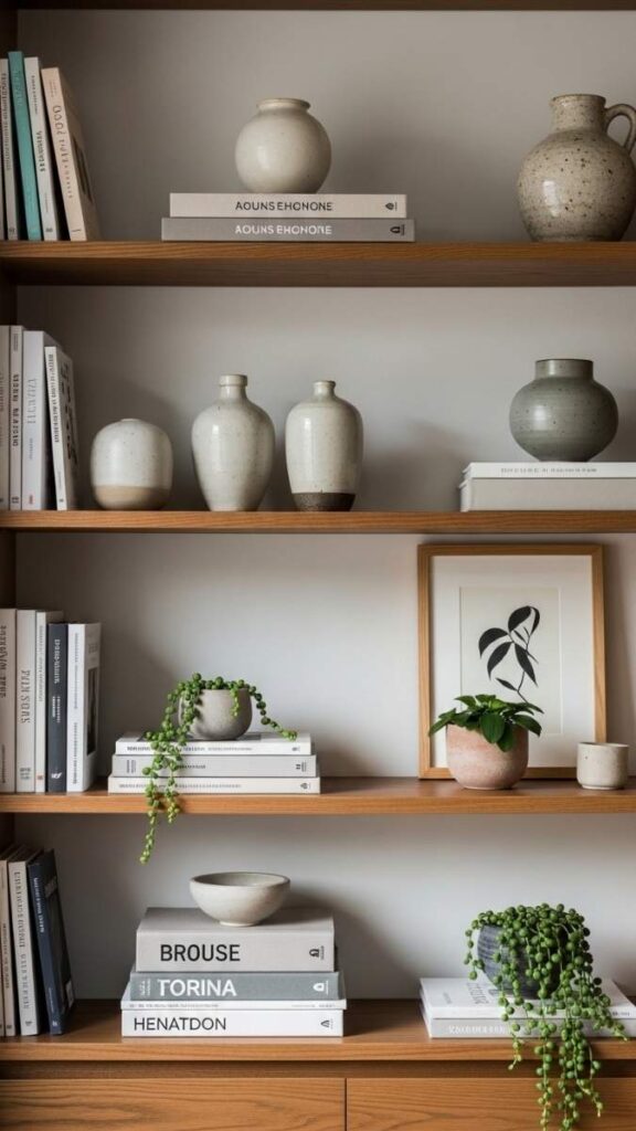 Bookshelf Styled With Breathing Room