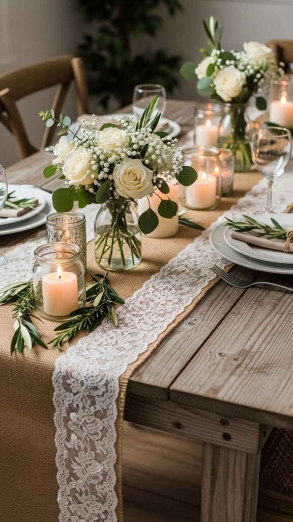 Burlap and Lace Table Runners