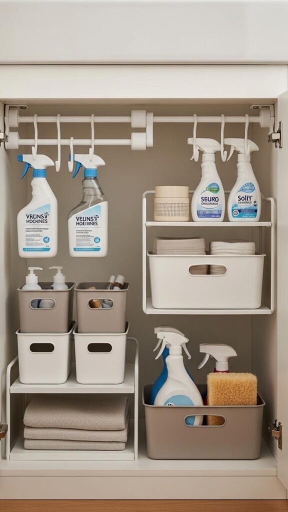 Tension Rod Organizers Under the Sink