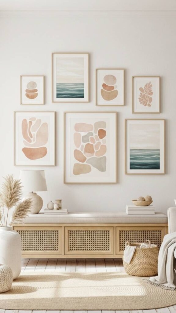 Coastal Gallery Wall with Organic Shapes