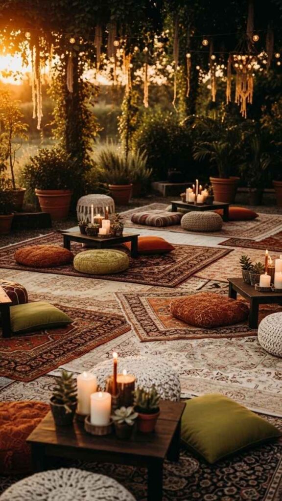 Cozy Lounge Area With Vintage Rugs and Low Tables