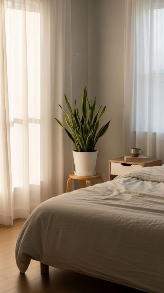 Create a Spring Bedroom Moment with a Fresh Duvet Cover and One Potted Plant