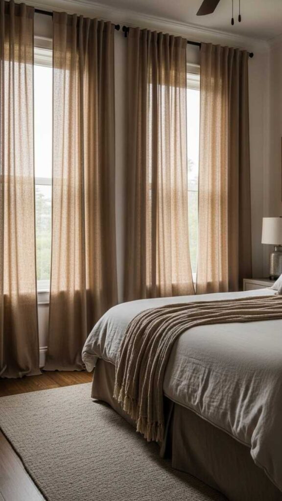 Curtain Panels in a Fabric With Weight and Movement