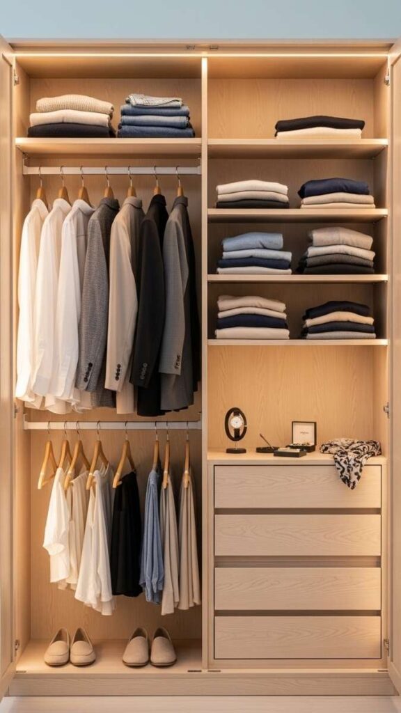 Custom or Semi-Custom Closet Organization Inside the Wardrobe