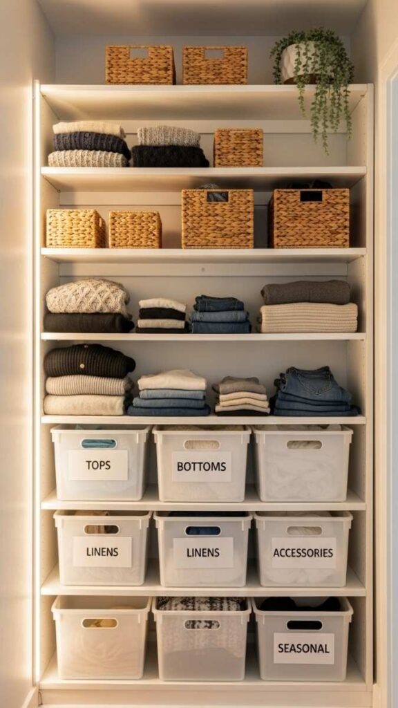 Dedicate a Closet Wall to Open Shelving for Non-Clothing Items