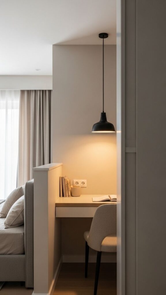 Desk Nook with Half-Wall Separation in Shared Rooms