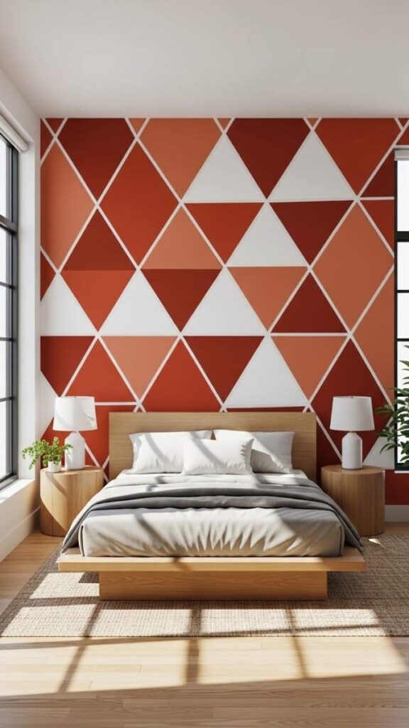 DIY Painted Accent Wall With Geometric Tape Patterns