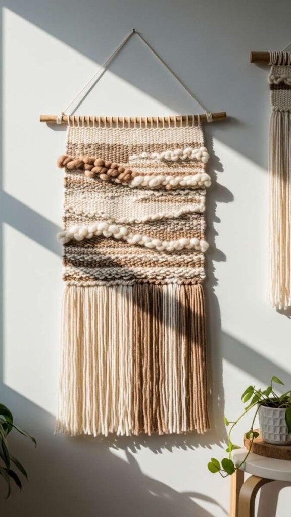 DIY Woven Wall Hanging With a Wooden Dowel