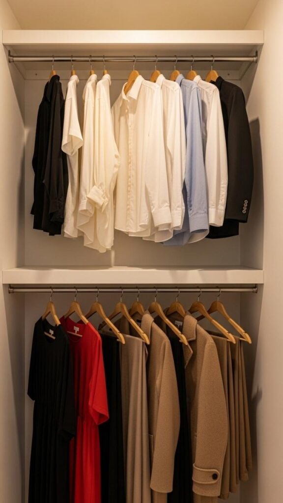 25 Closet Organization Ideas DIY That Actually Make Small Spaces Work Harder 2 Double Your Hanging Space With a Second Rod