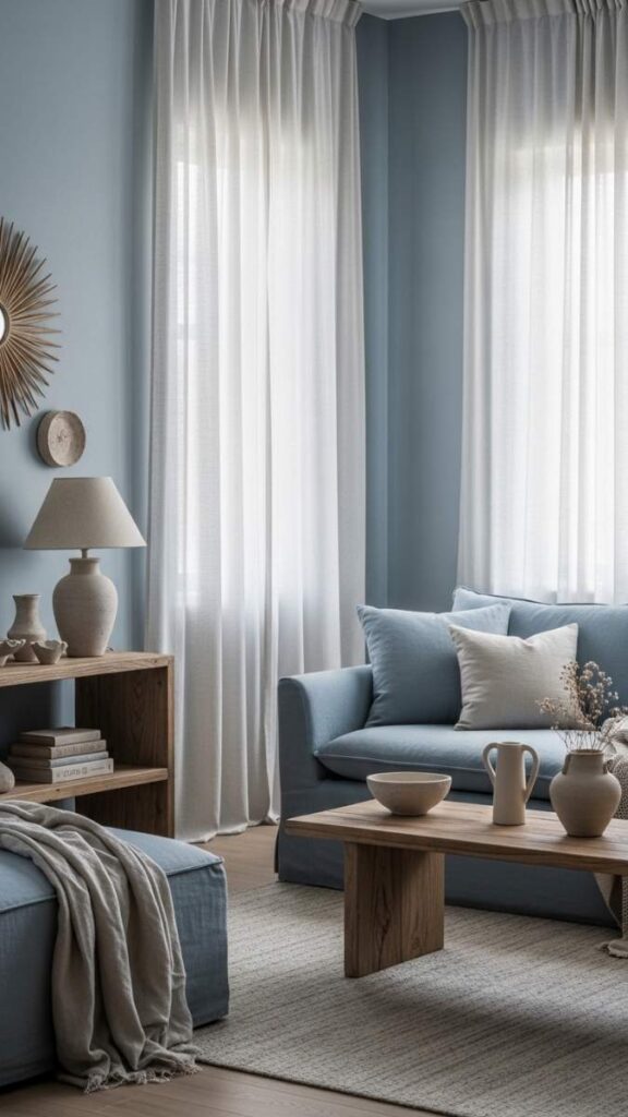 Dusty Blue and Linen for a Relaxed, Organic Setup