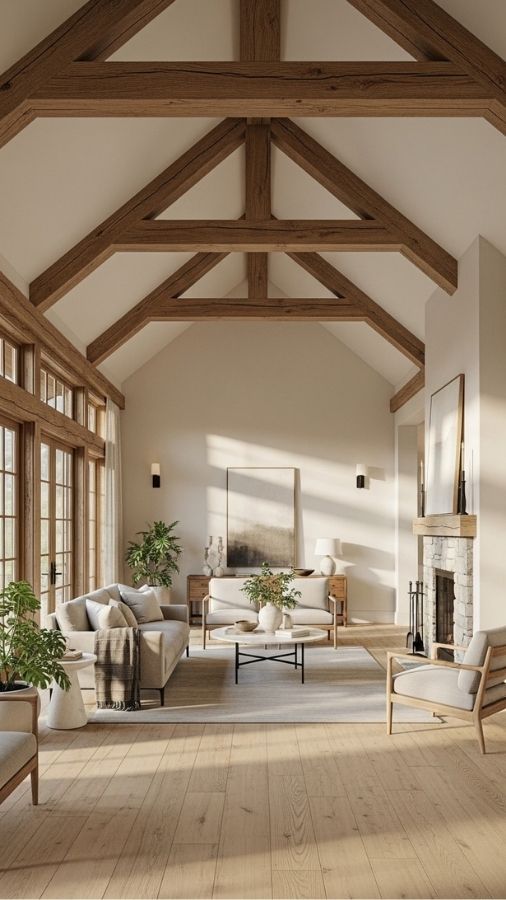 Exposed Wooden Ceiling Beams for Vertical Drama