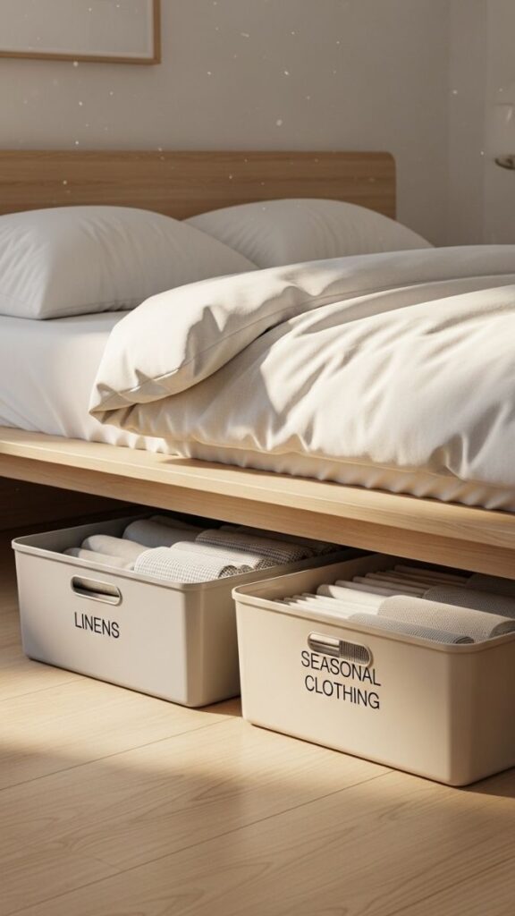 Flat Storage Bins for Seasonal Clothing