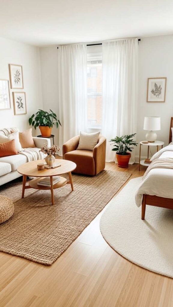 Float a Small Area Rug to Anchor Each Zone