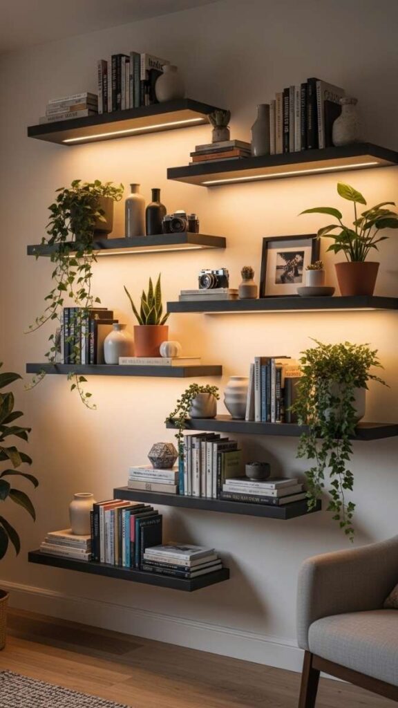 Floating Shelf System Used as a Wall Installation