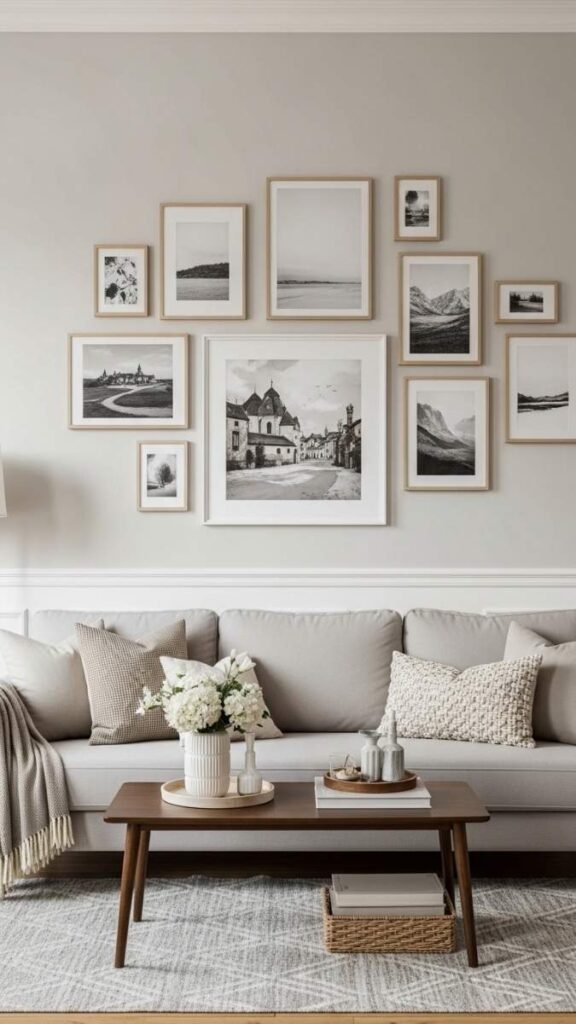 Gallery Wall Anchored to Furniture, Not Ceiling