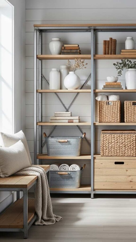 Galvanized Metal and Wood Combined in Storage Pieces