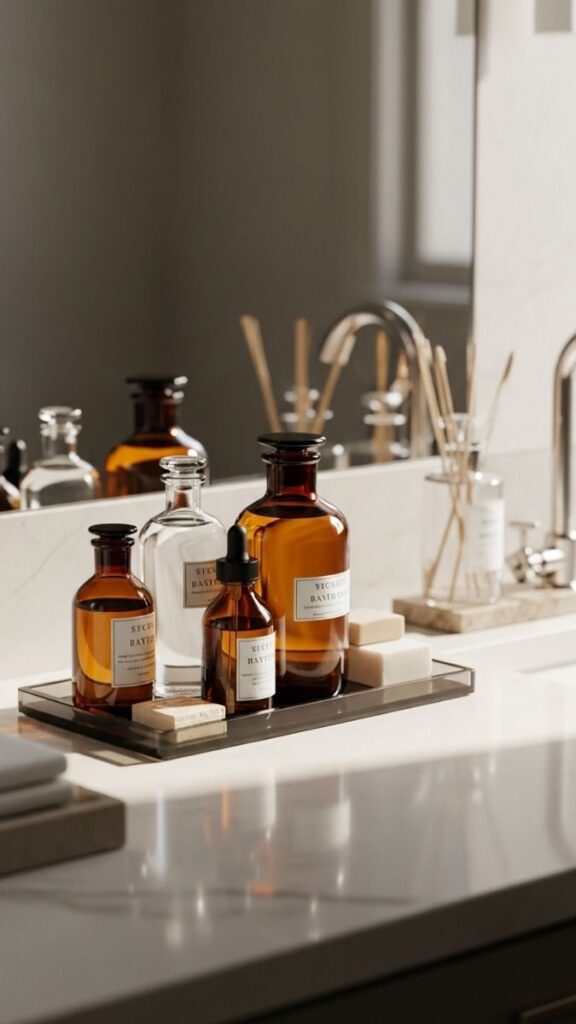 Grouping Apothecary Style Bottles on a Small Tray
