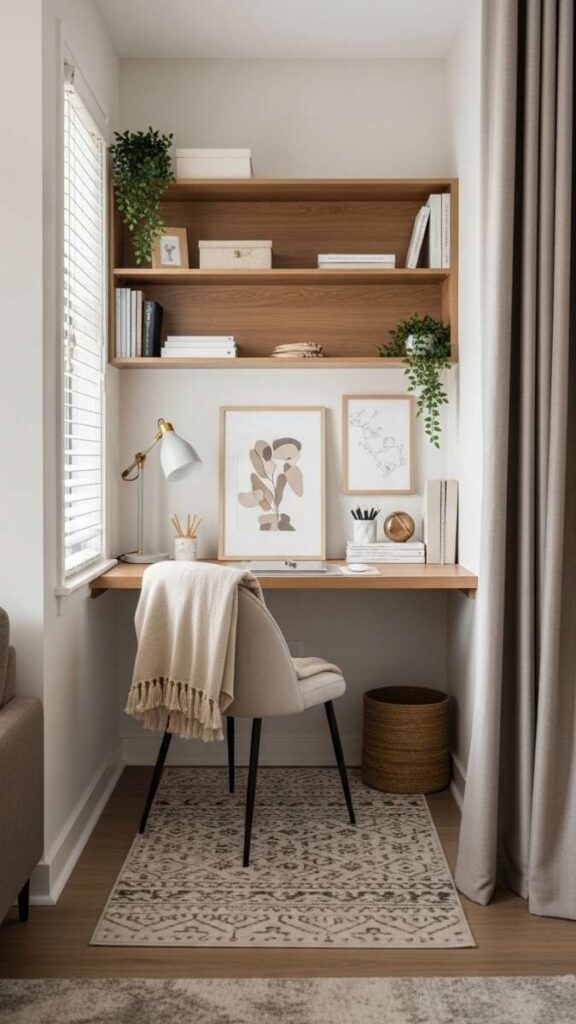  Home Office Corner With Visual Separation