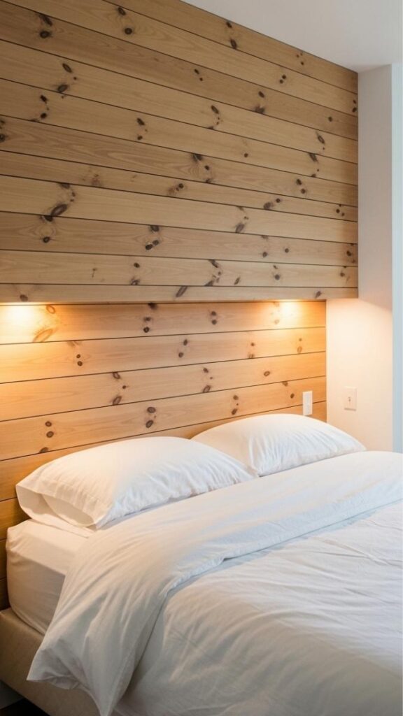 Horizontal Wood Plank Accent Wall Panel