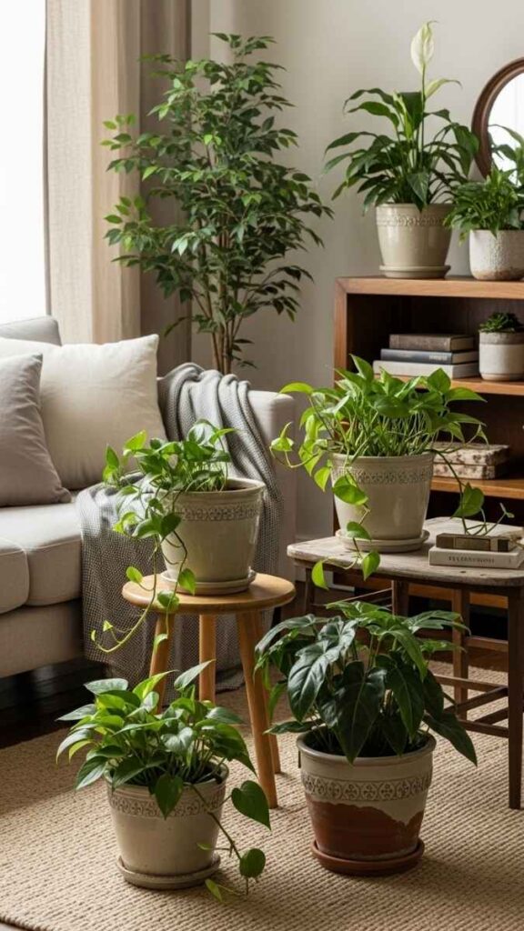 Incorporate Plants in Vintage Style Pots to Add Organic Texture