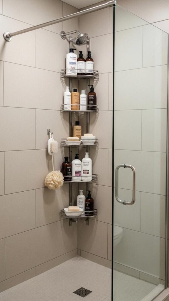 Install a Shower Caddy Tension System for Full-Height Bathroom Storage