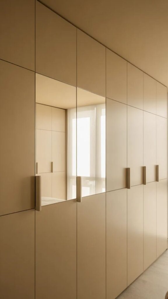 Integrated Wardrobe or Built-In Cabinetry Along One Full Wall